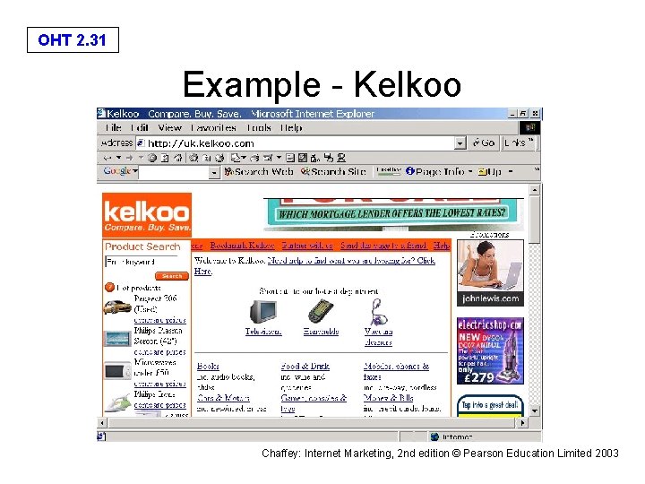 OHT 2. 31 Example - Kelkoo Chaffey: Internet Marketing, 2 nd edition © Pearson