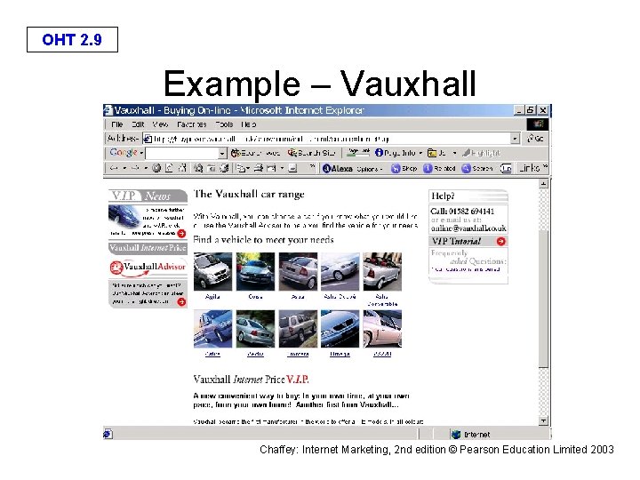 OHT 2. 9 Example – Vauxhall Chaffey: Internet Marketing, 2 nd edition © Pearson