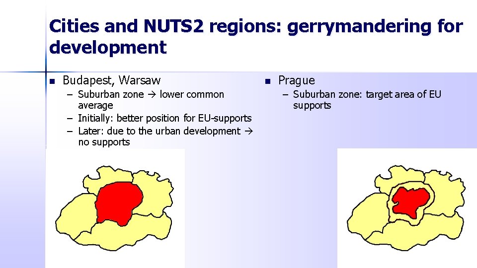 Cities and NUTS 2 regions: gerrymandering for development n Budapest, Warsaw – Suburban zone