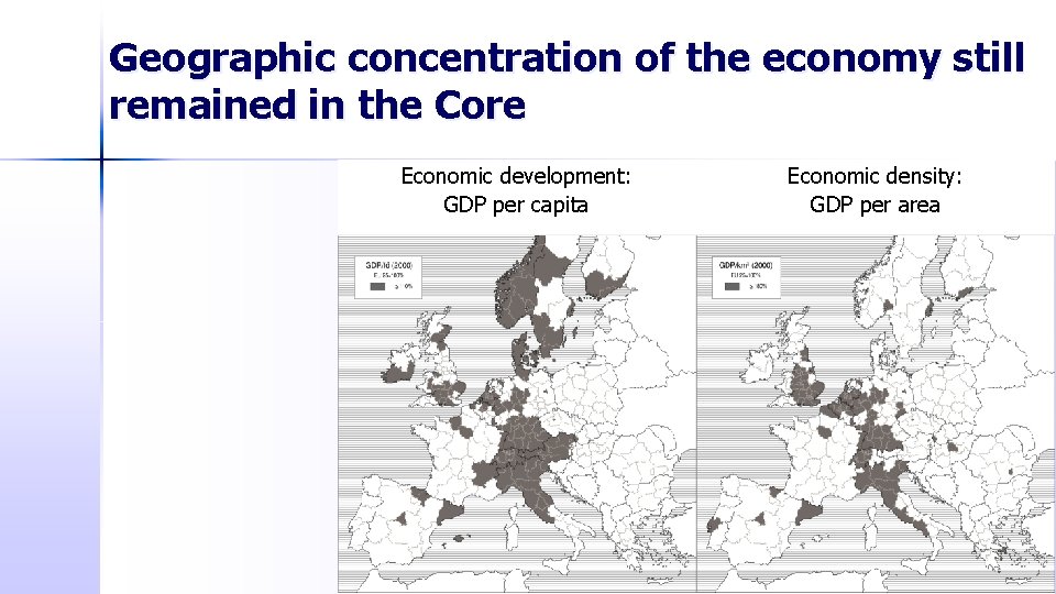 Geographic concentration of the economy still remained in the Core Economic development: GDP per