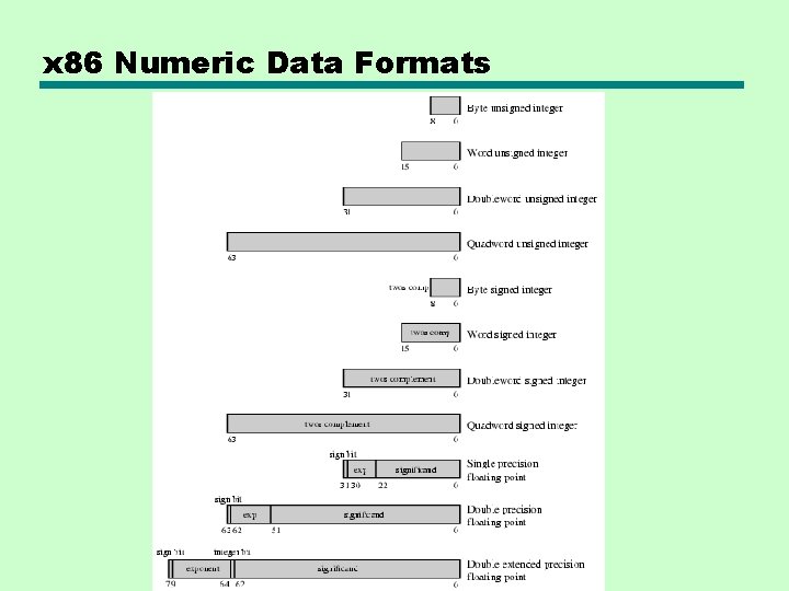 x 86 Numeric Data Formats x 86 Numeric Data Formats