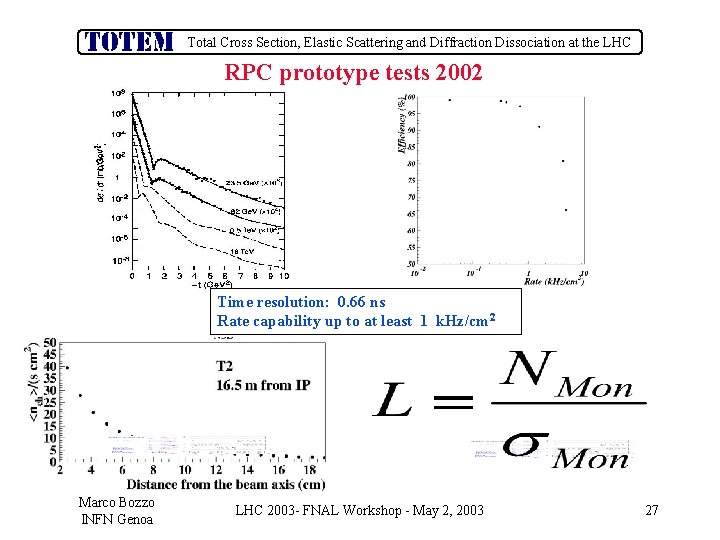 Total Cross Section, Elastic Scattering and Diffraction Dissociation at the LHC RPC prototype tests