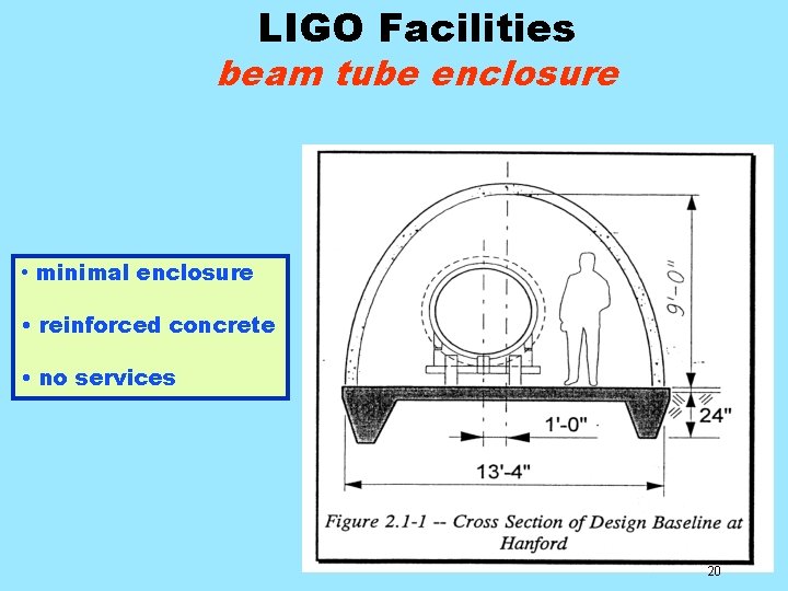 LIGO Facilities beam tube enclosure • minimal enclosure • reinforced concrete • no services