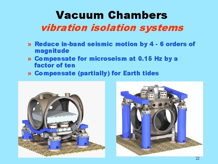 Vacuum Chambers vibration isolation systems » Reduce in-band seismic motion by 4 - 6