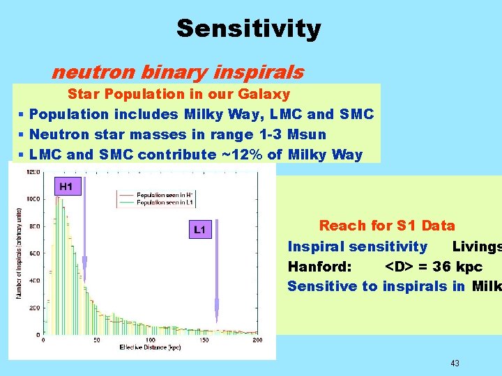 Sensitivity neutron binary inspirals Star Population in our Galaxy § Population includes Milky Way,