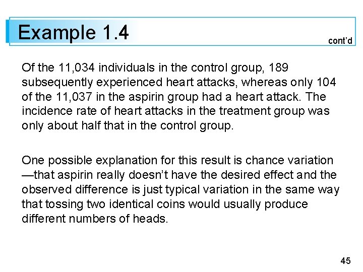 Example 1. 4 cont’d Of the 11, 034 individuals in the control group, 189