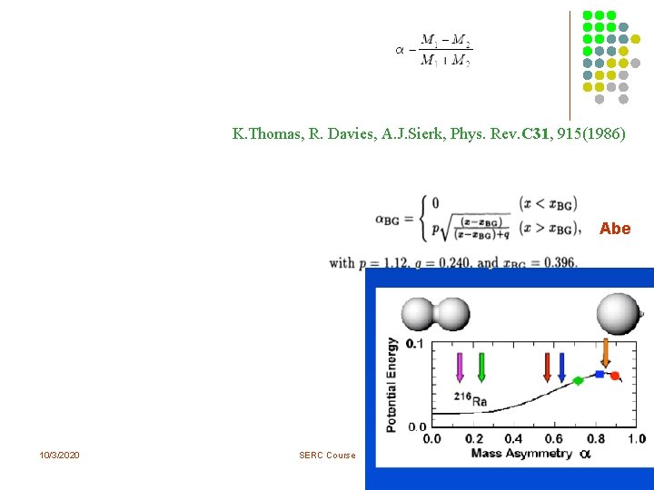 K. Thomas, R. Davies, A. J. Sierk, Phys. Rev. C 31, 915(1986) Abe 10/3/2020 K. Thomas, R. Davies, A. J. Sierk, Phys. Rev. C 31, 915(1986) Abe 10/3/2020