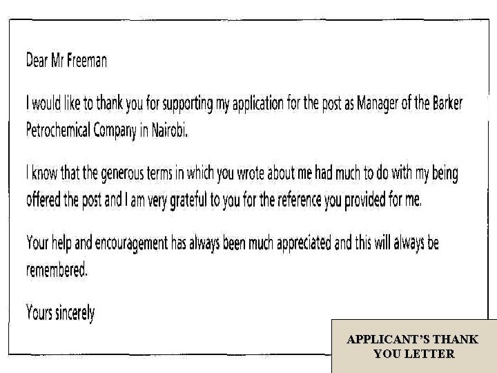 APPLICANT’S THANK YOU LETTER 