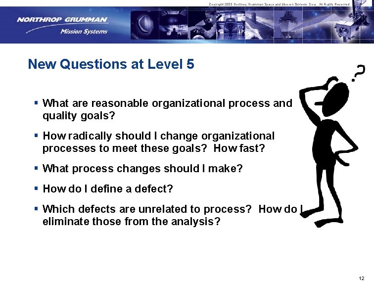 Copyright 2003 Northrop Grumman Space and Mission Systems Corp. All Rights Reserved. New Questions