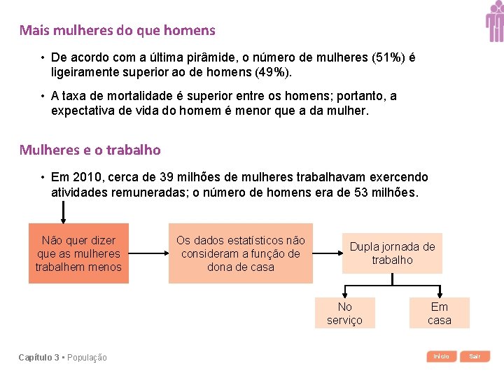 Mais mulheres do que homens • De acordo com a última pirâmide, o número