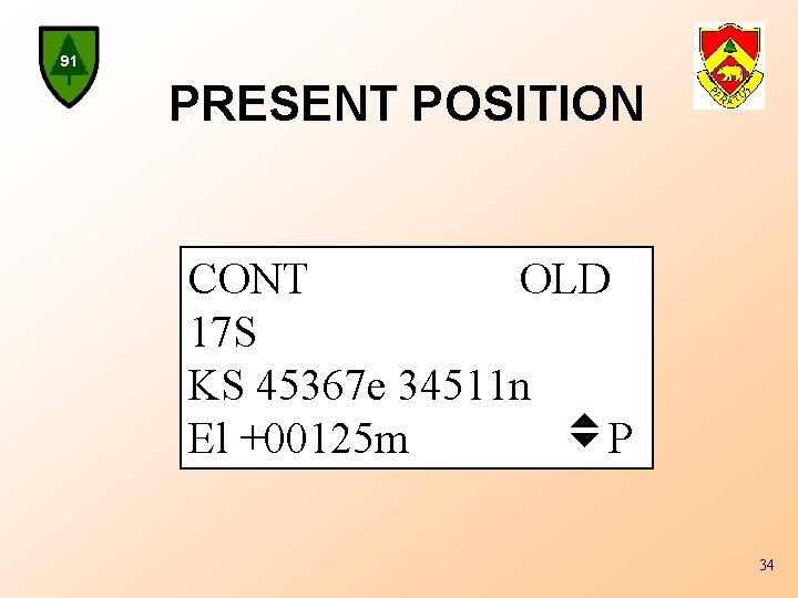 91 PRESENT POSITION CONT OLD 17 S KS 45367 e 34511 n El +00125