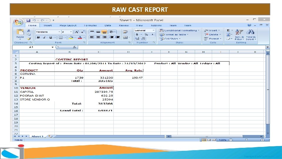 RAW CAST REPORT Copyright @Safal Softcom Pvt. Ltd. 