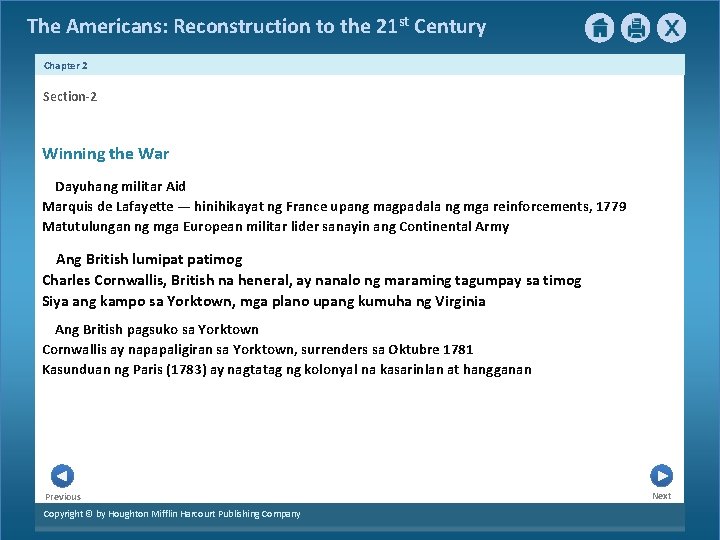 The Americans: Reconstruction to the 21 st Century Chapter 2 Section-2 Winning the War