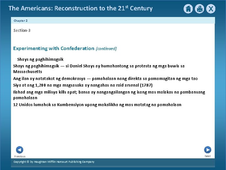 The Americans: Reconstruction to the 21 st Century Chapter 2 Section-3 Experimenting with Confederation