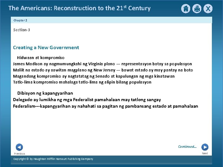 The Americans: Reconstruction to the 21 st Century Chapter 2 Section-3 Creating a New