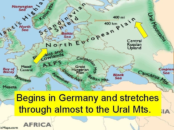 Begins in Germany and stretches through almost to the Ural Mts. 