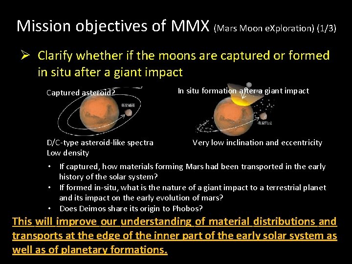 Mission objectives of MMX (Mars Moon e. Xploration) (1/3) Ø Clarify whether if the