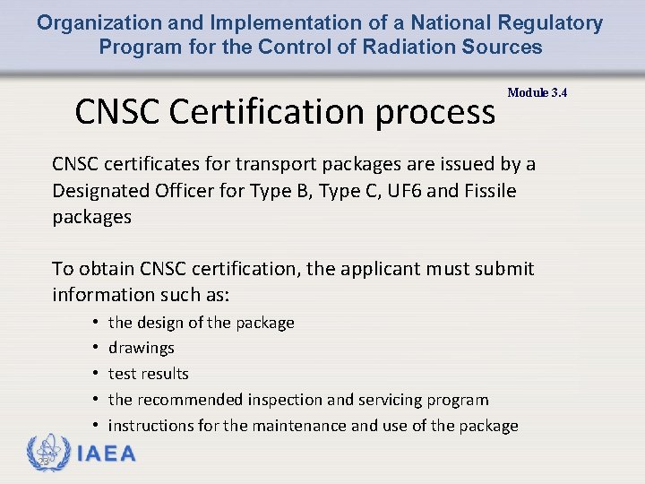 Organization and Implementation of a National Regulatory Program for the Control of Radiation Sources
