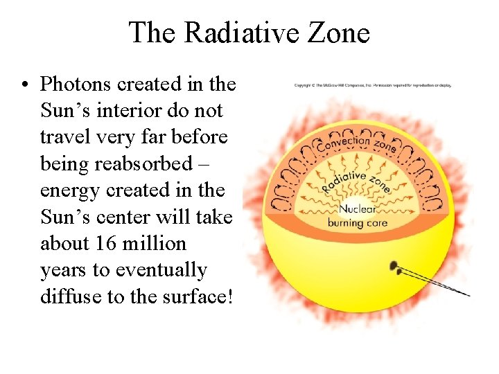 The Radiative Zone • Photons created in the Sun’s interior do not travel very