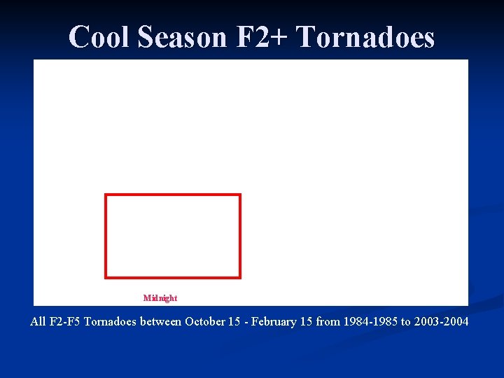 Cool Season F 2+ Tornadoes Midnight All F 2 -F 5 Tornadoes between October
