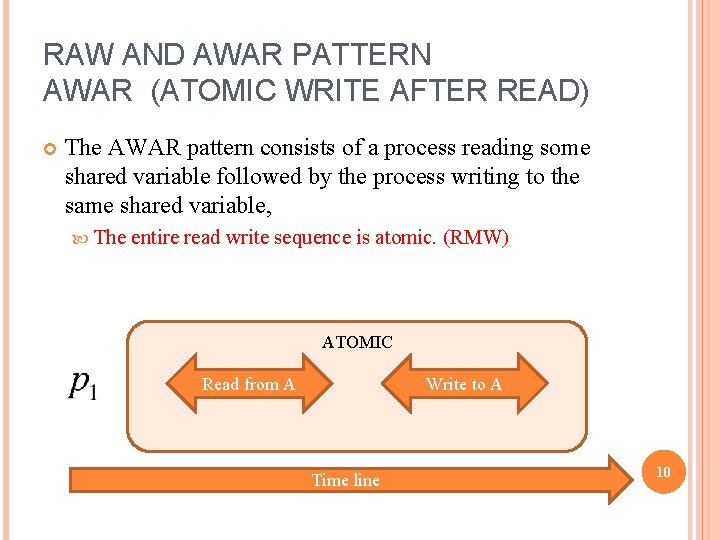 RAW AND AWAR PATTERN AWAR (ATOMIC WRITE AFTER READ) The AWAR pattern consists of