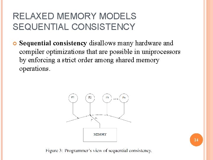 RELAXED MEMORY MODELS SEQUENTIAL CONSISTENCY Sequential consistency disallows many hardware and compiler optimizations that