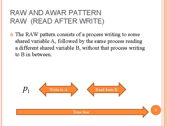 RAW AND AWAR PATTERN RAW (READ AFTER WRITE) The RAW pattern consists of a