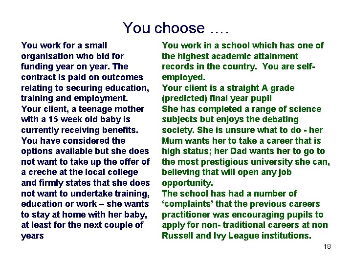 You choose …. You work for a small organisation who bid for funding year You choose …. You work for a small organisation who bid for funding year