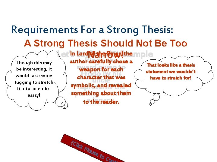 Requirements For a Strong Thesis: A Strong Thesis Should Not Be Too Lord of