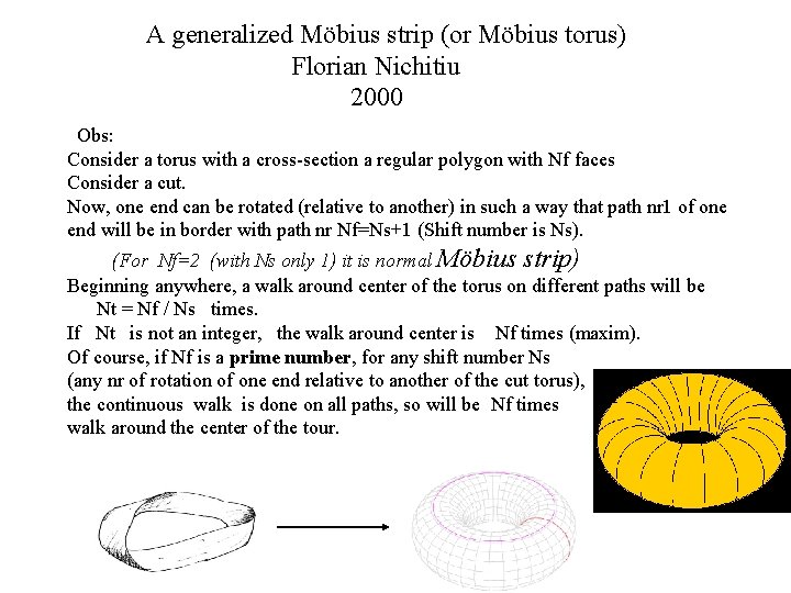 A generalized Möbius strip (or Möbius torus) Florian Nichitiu 2000 Obs: Consider a torus