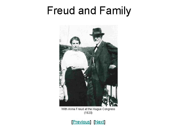 Freud and Family With Anna Freud at the Hague Congress (1920) [Previous] [Next] 