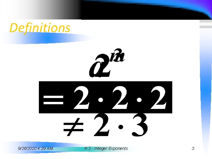 Definitions 9/26/2020 4: 29 AM R. 2 - Integer Exponents 3 