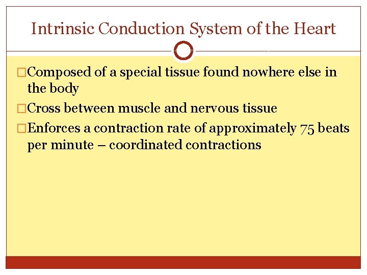 Intrinsic Conduction System of the Heart �Composed of a special tissue found nowhere else