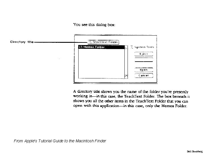 From Apple’s Tutorial Guide to the Macintosh Finder Saul Greenberg 