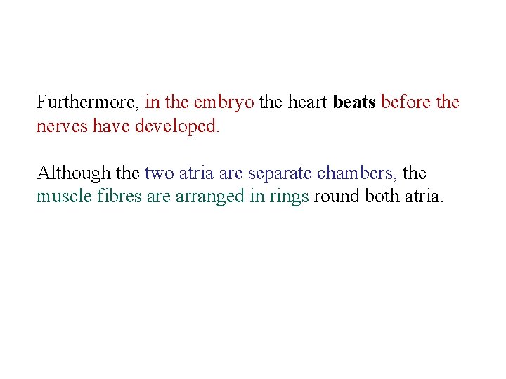 Furthermore, in the embryo the heart beats before the nerves have developed. Although the