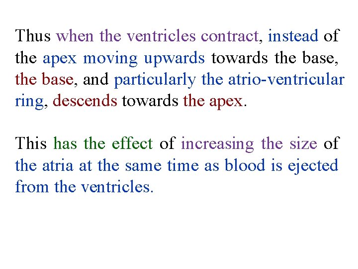 Thus when the ventricles contract, instead of the apex moving upwards towards the base,