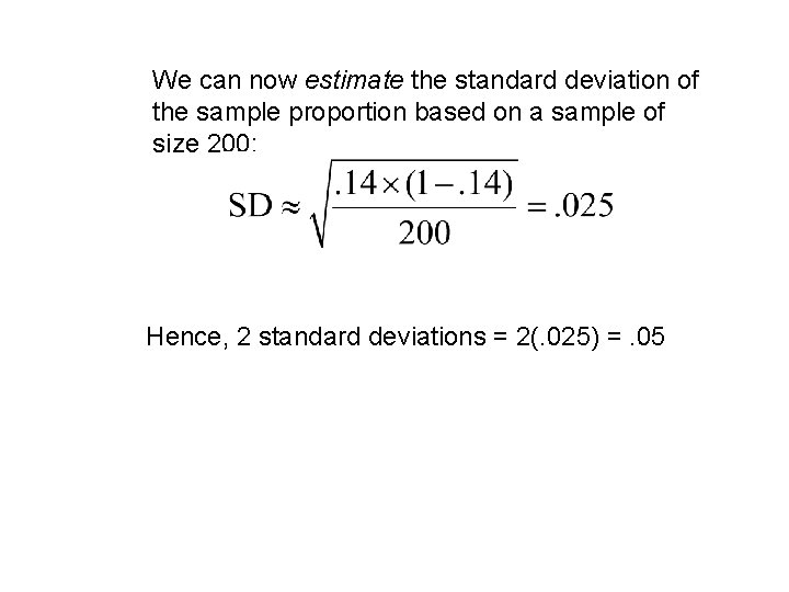 We can now estimate the standard deviation of the sample proportion based on a