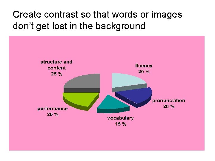 Create contrast so that words or images don’t get lost in the background 