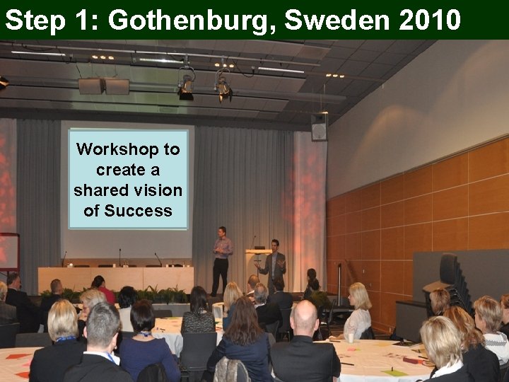 Step 1: Gothenburg, Sweden 2010 Workshop to create a shared vision of Success 