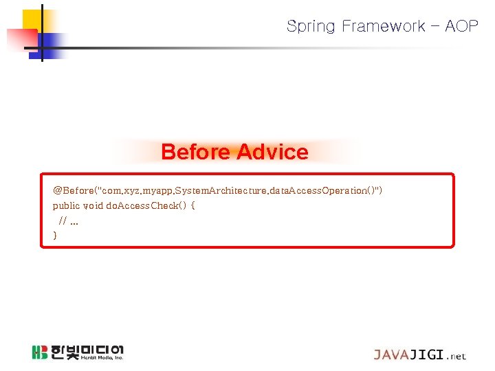 Spring Framework – AOP Before Advice @Before("com. xyz. myapp. System. Architecture. data. Access. Operation()")