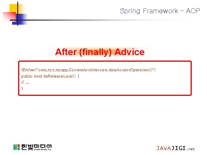 Spring Framework – AOP After (finally) Advice @After("com. xyz. myapp. System. Architecture. data. Access.