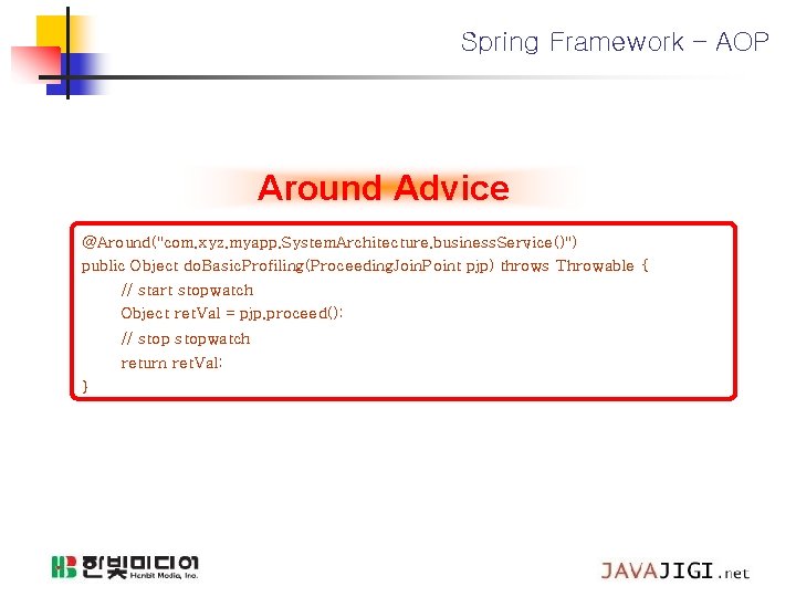 Spring Framework – AOP Around Advice @Around("com. xyz. myapp. System. Architecture. business. Service()") public