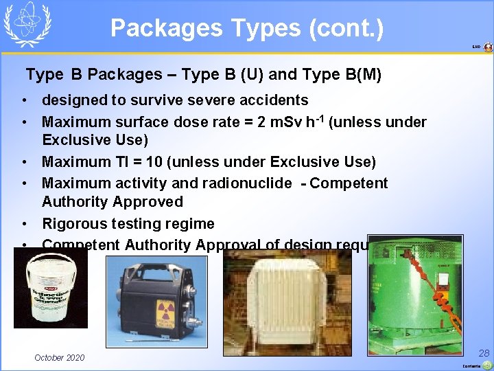 Packages Types (cont. ) END Type B Packages – Type B (U) and Type