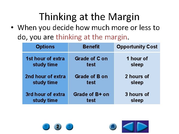 Thinking at the Margin • When you decide how much more or less to