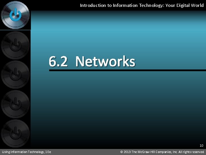 Introduction to Information Technology: Your Digital World 6. 2 Networks 10 Using Information Technology,
