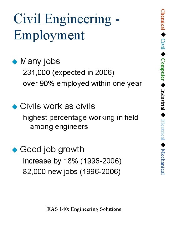  Many jobs 231, 000 (expected in 2006) over 90% employed within one year