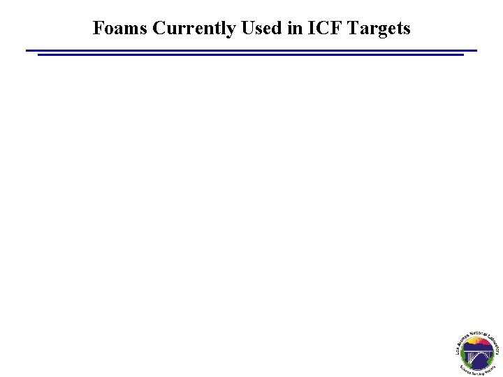 Foams Currently Used in ICF Targets 