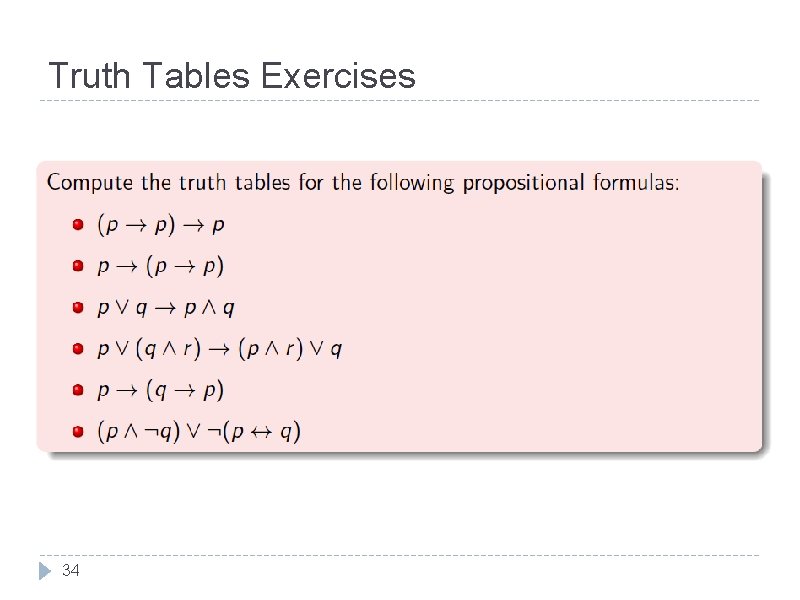 Truth Tables Exercises 34 