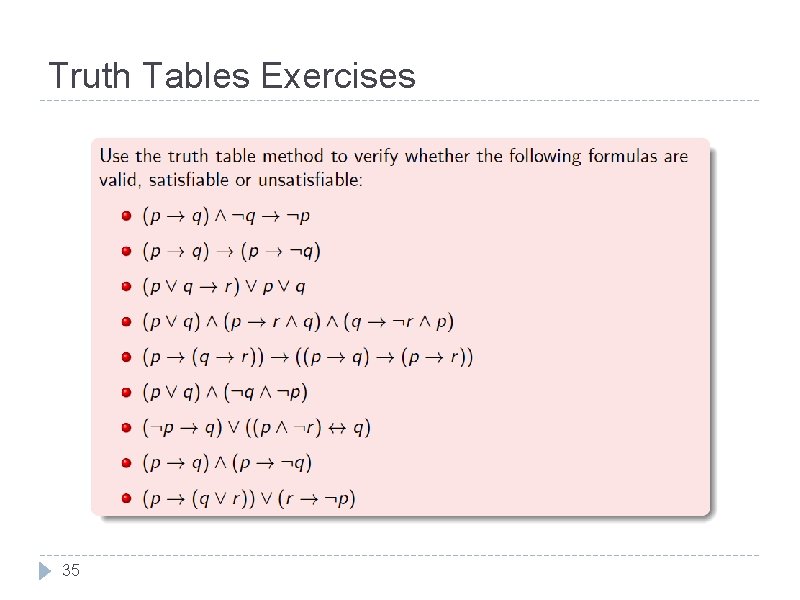 Truth Tables Exercises 35 