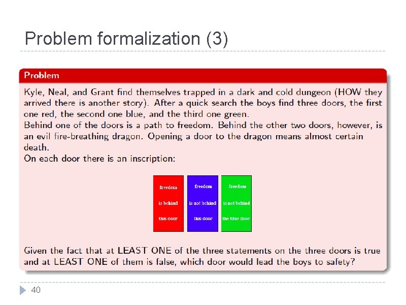 Problem formalization (3) 40 